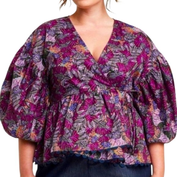 Kika Vargas X Target Coral Reef Scallop Edge Wrap Shirt Medium Bold Print NWT M - Picture 1 of 15